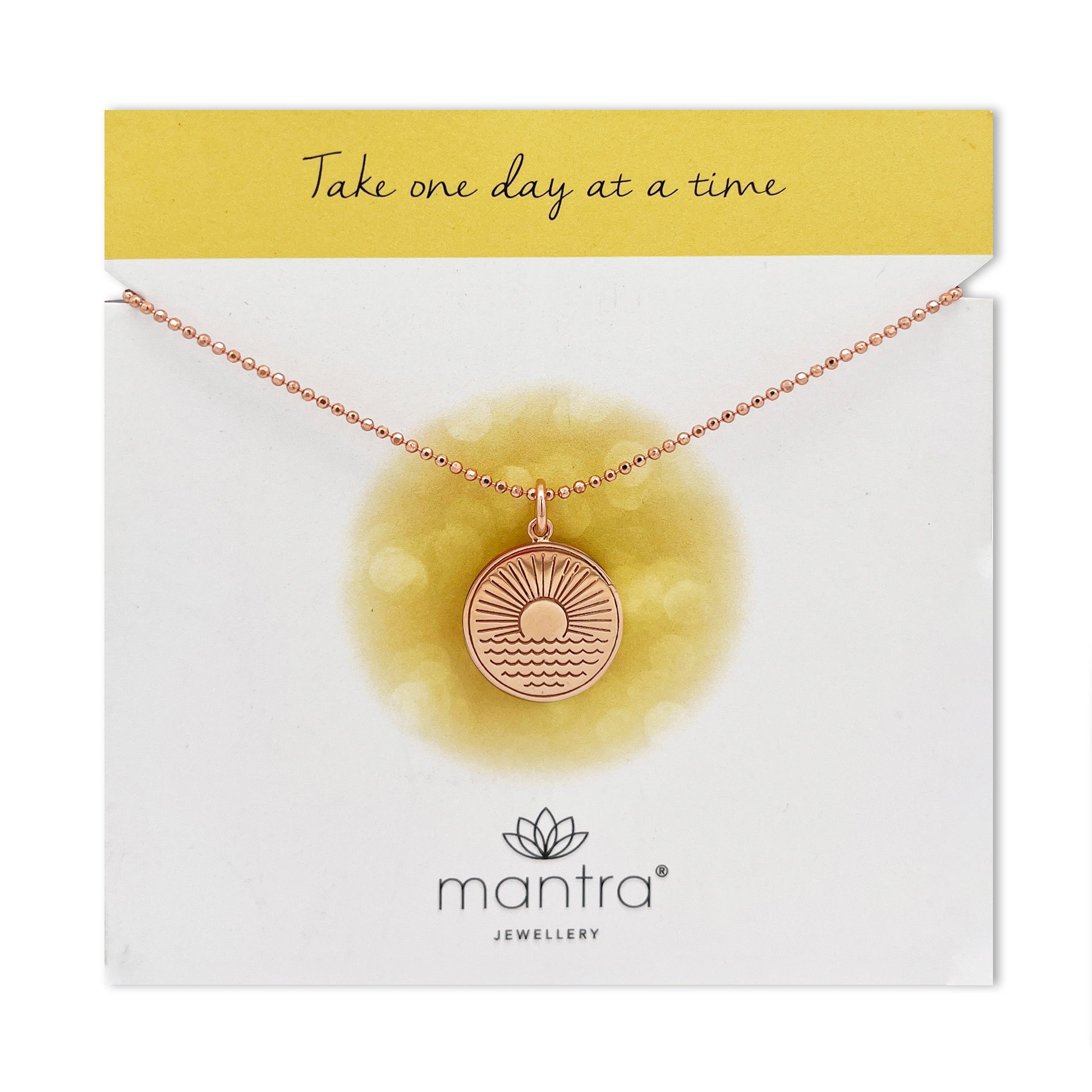 Mantra Jewellery One Day at a Time Disc Necklace in Rose Gold