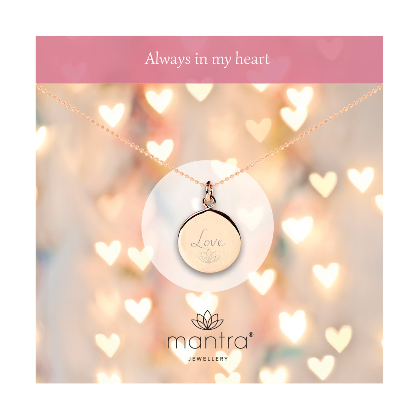 Love Disc Necklace in Rose Gold