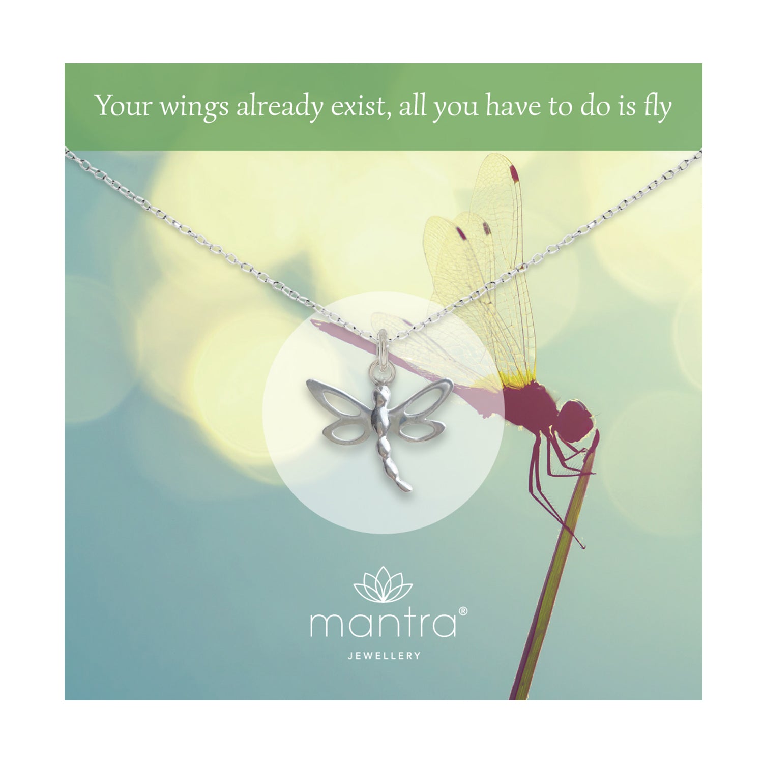 Mantra Jewellery Dragonfly Necklace in Sterling Silver