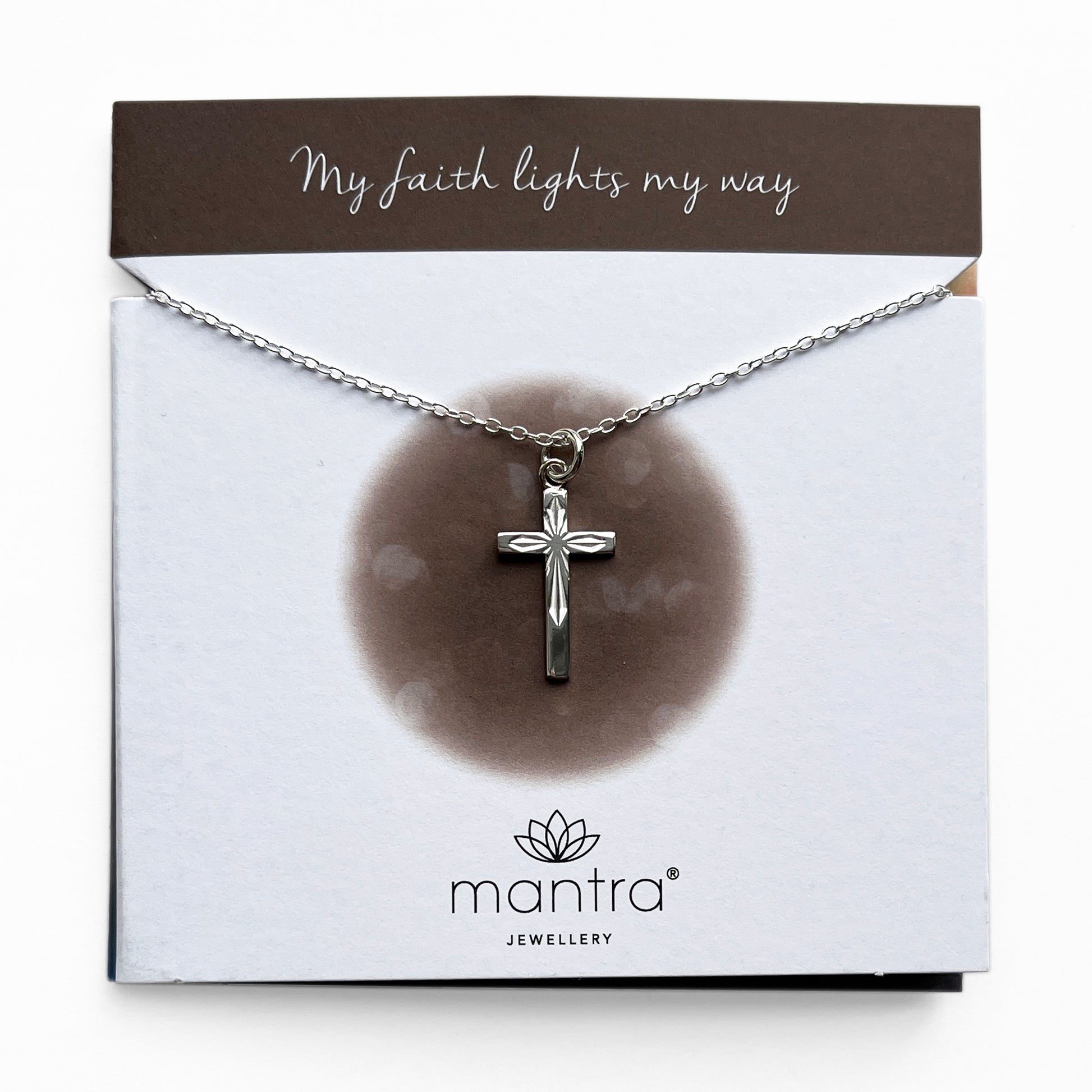 Mantra Jewellery Cross Necklace in Sterling Silver