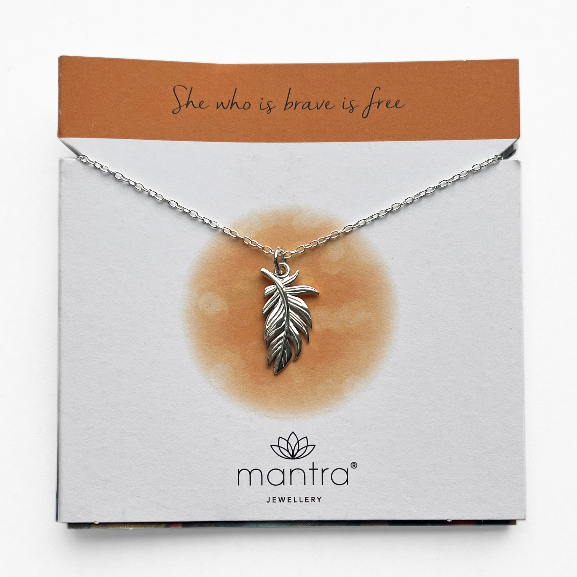 Mantra Jewellery Plume Necklace in Sterling Silver