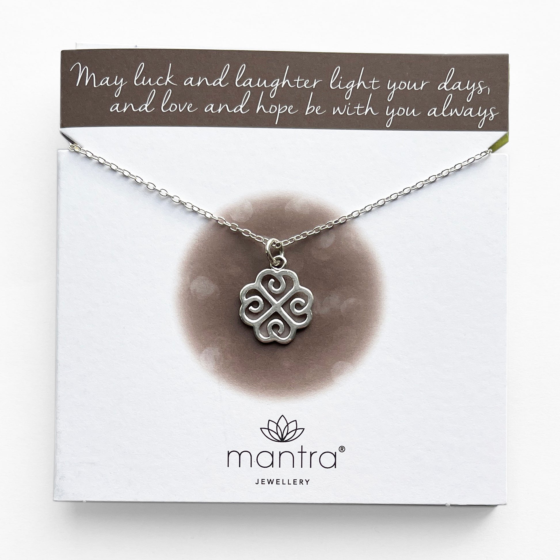Mantra Jewellery Lucky Clover Necklace in Sterling Silver