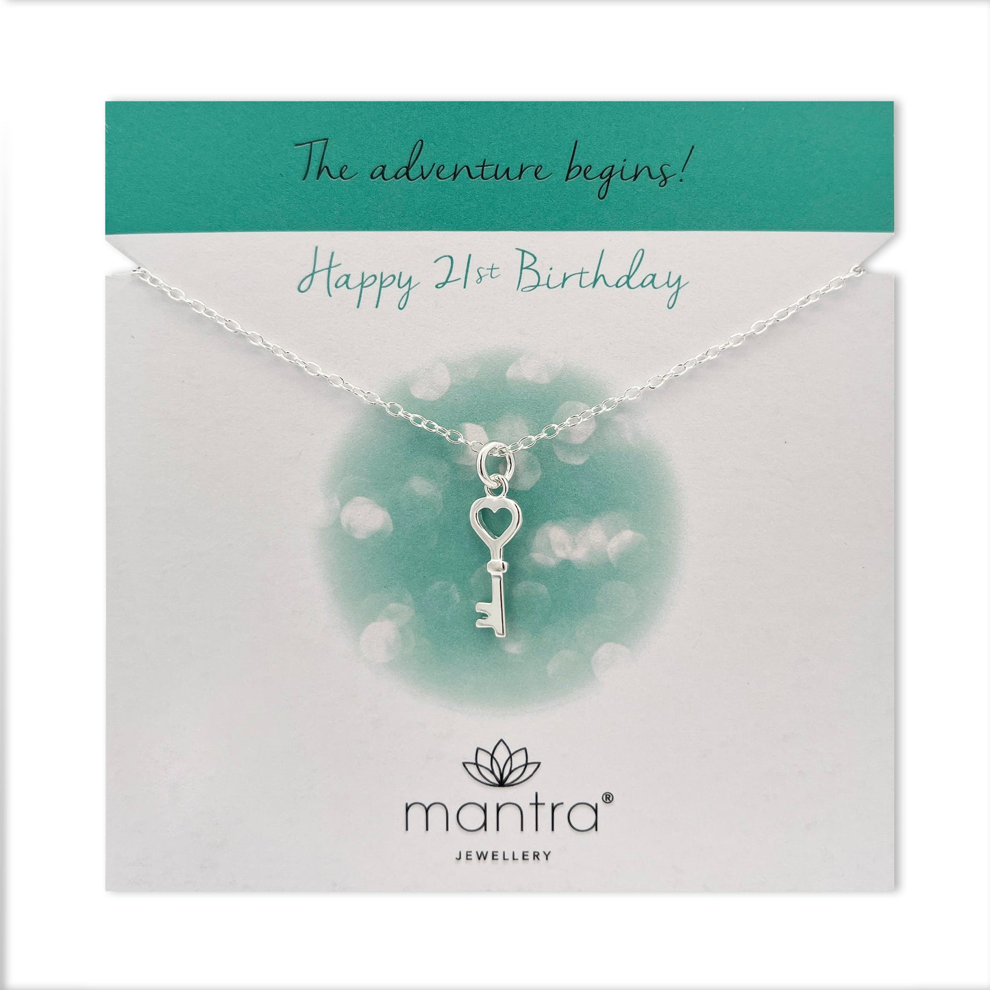 21st Birthday Key Necklace in Sterling Silver