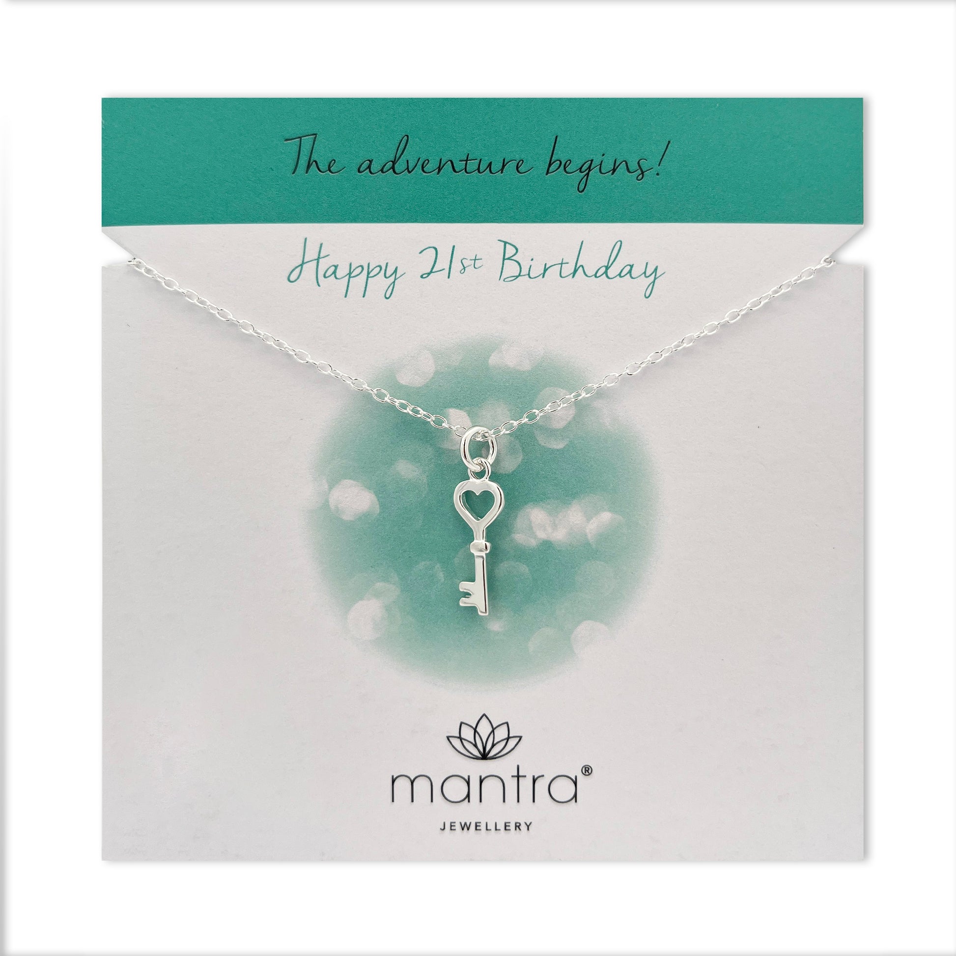 Mantra Jewellery 21st Birthday Key Necklace in Sterling Silver