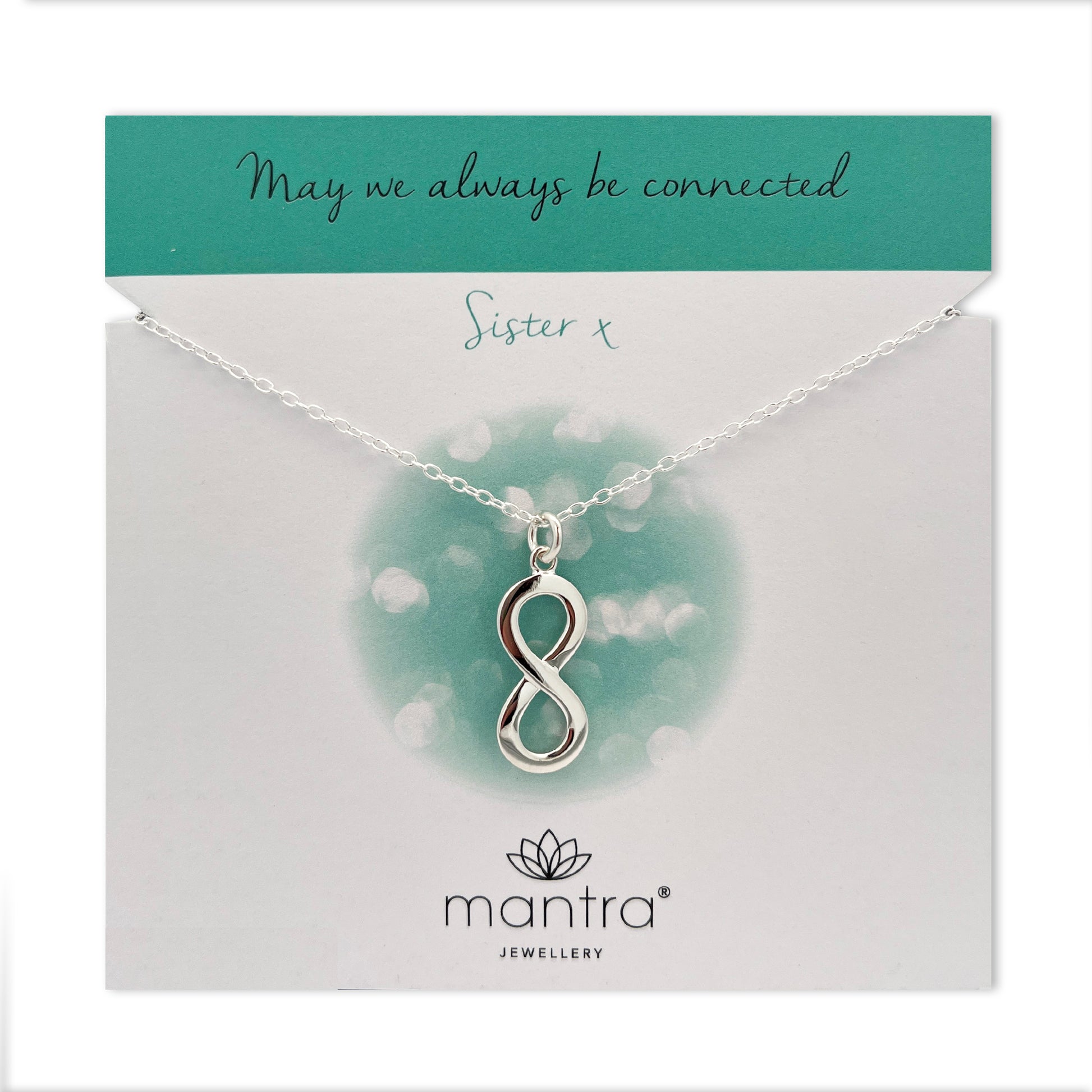 Mantra Jewellery Sister Infinity Necklace in Sterling Silver