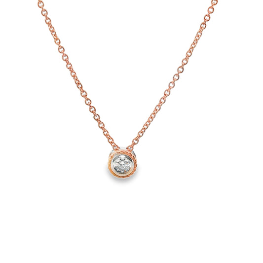Silver, Rose Gold Vermeil & CZ Rope Pendant Necklace