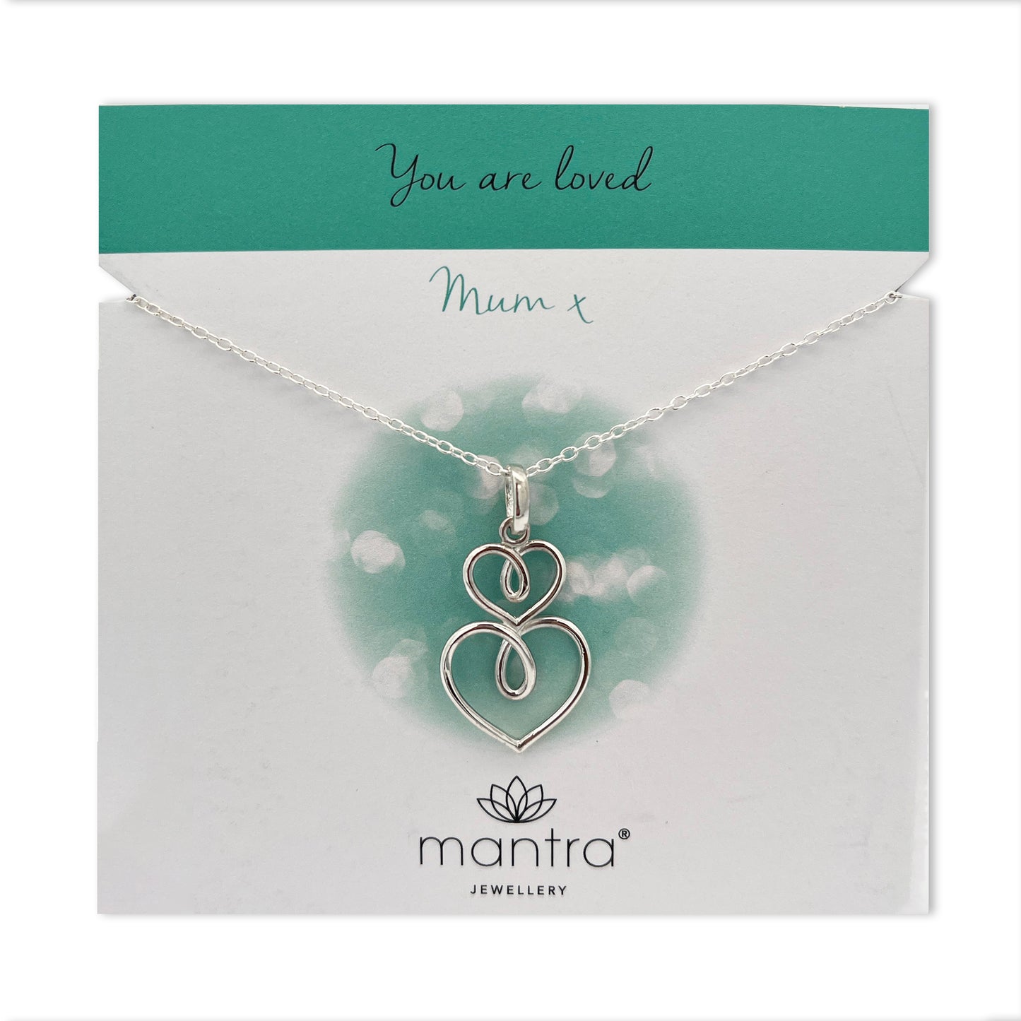 Fancy Heart Mum Necklace in Sterling Silver