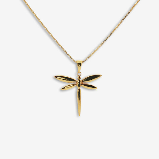 Gold Dragonly Pendant Necklace