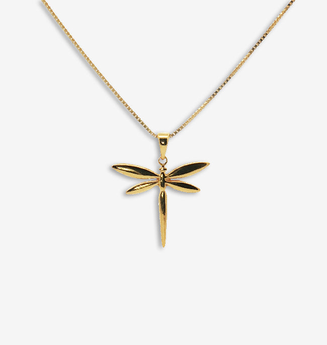 Gold Dragonly Pendant Necklace