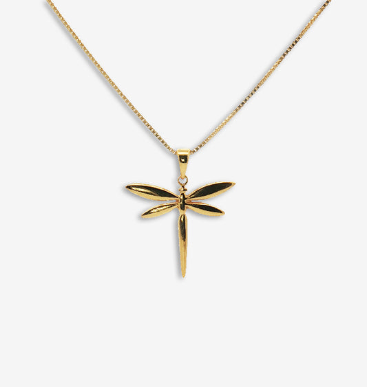 Gold Dragonly Pendant Necklace