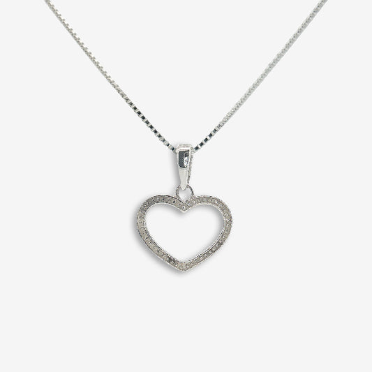 Silver Open Dotted Heart Necklace