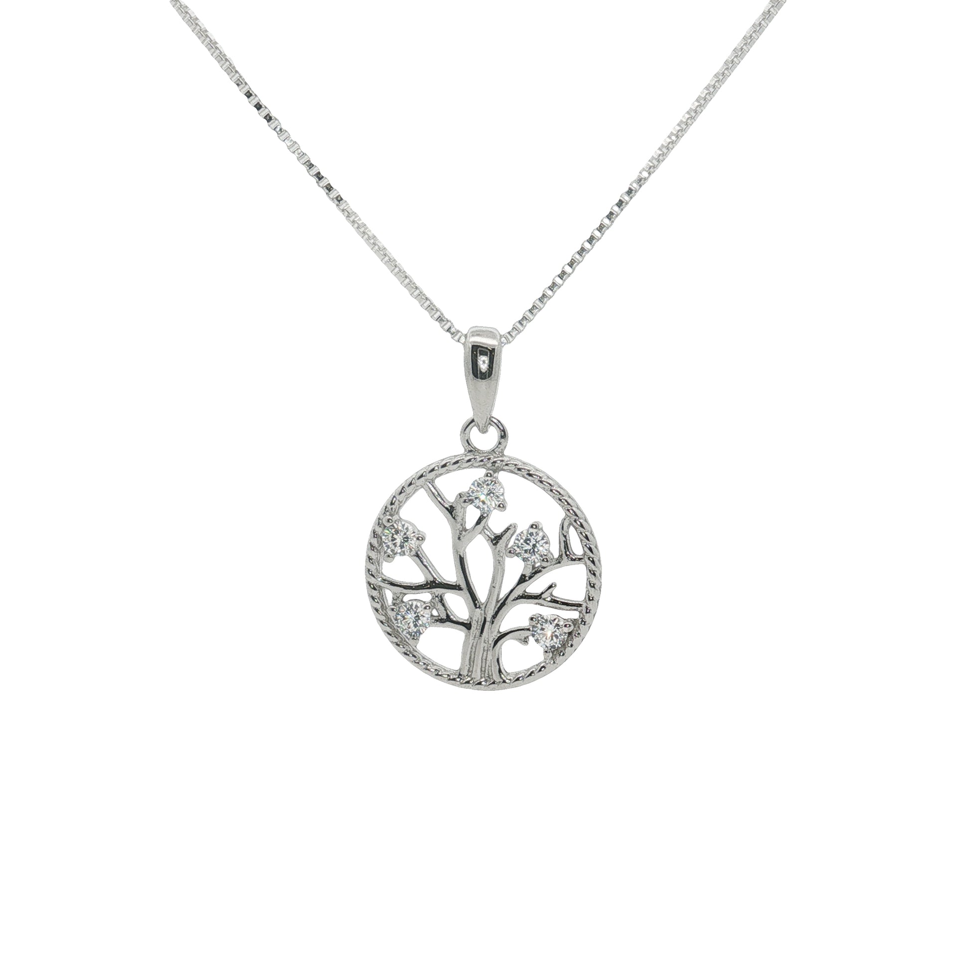 Grace & Co Silver & CZ Positivitree Pendant Necklace