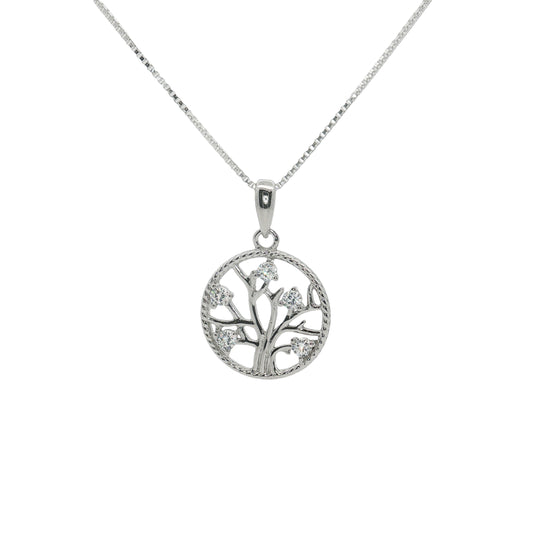 Silver & CZ Positivitree Pendant Necklace