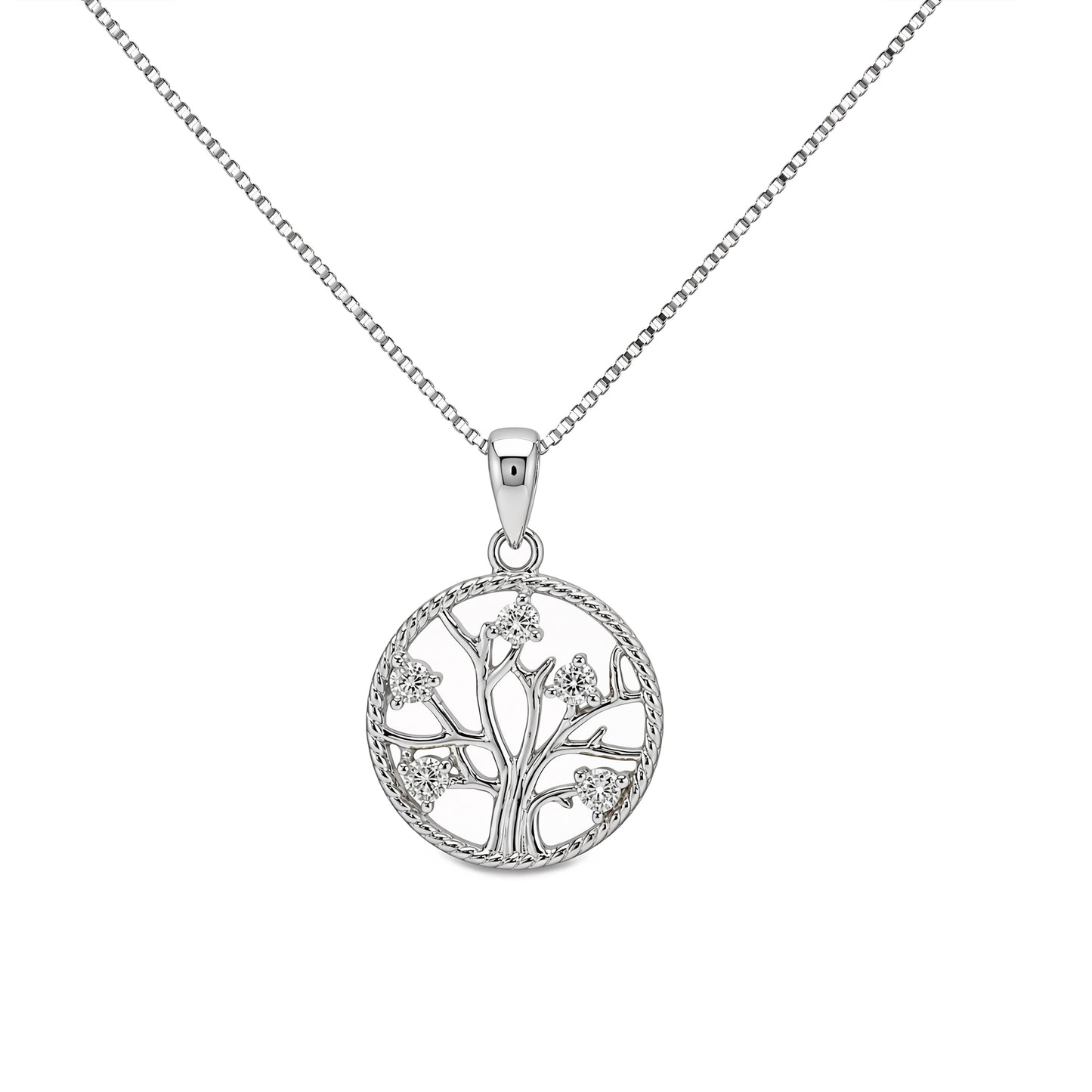Silver & CZ Positivitree Pendant Necklace