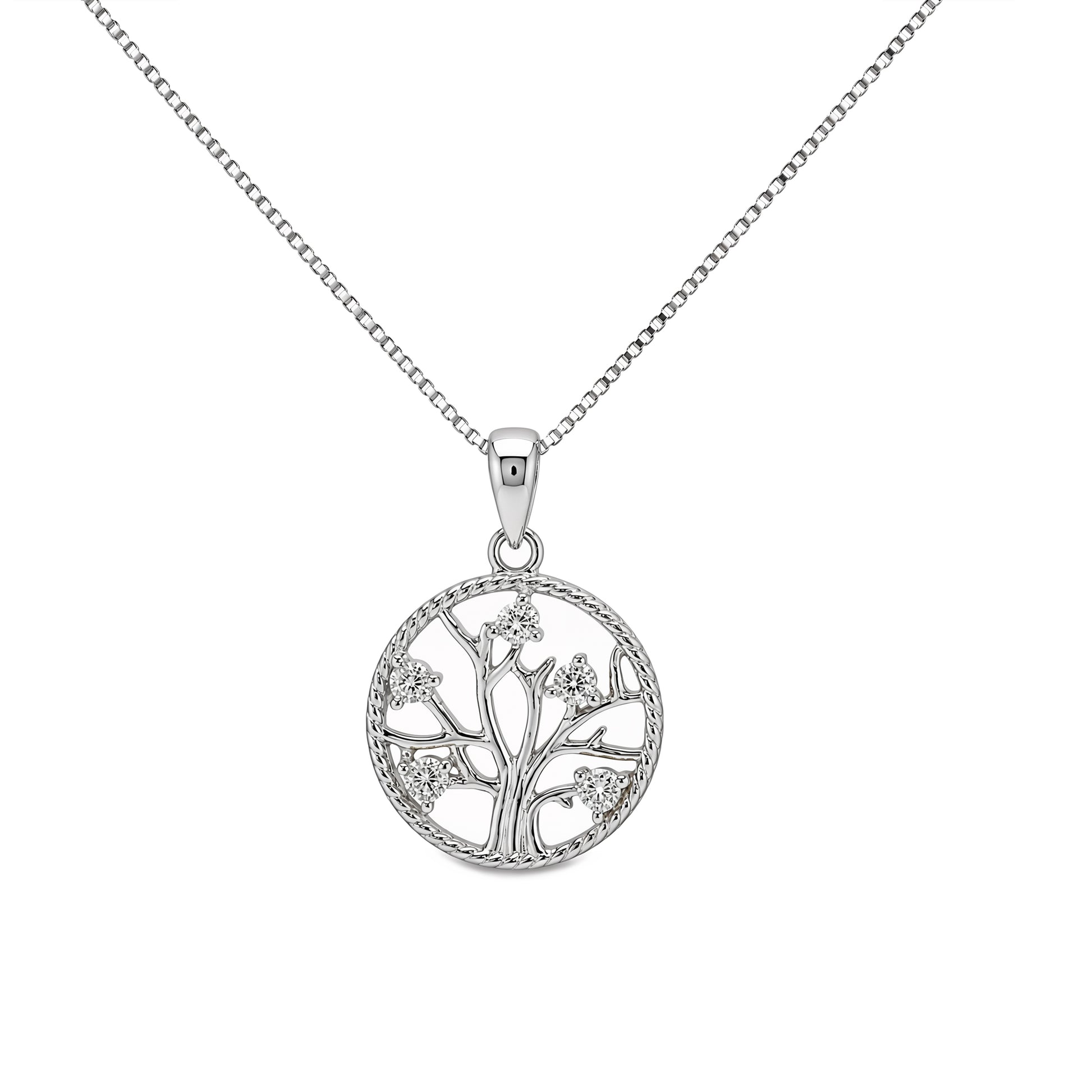 Grace & Co Silver & CZ Positivitree Pendant Necklace