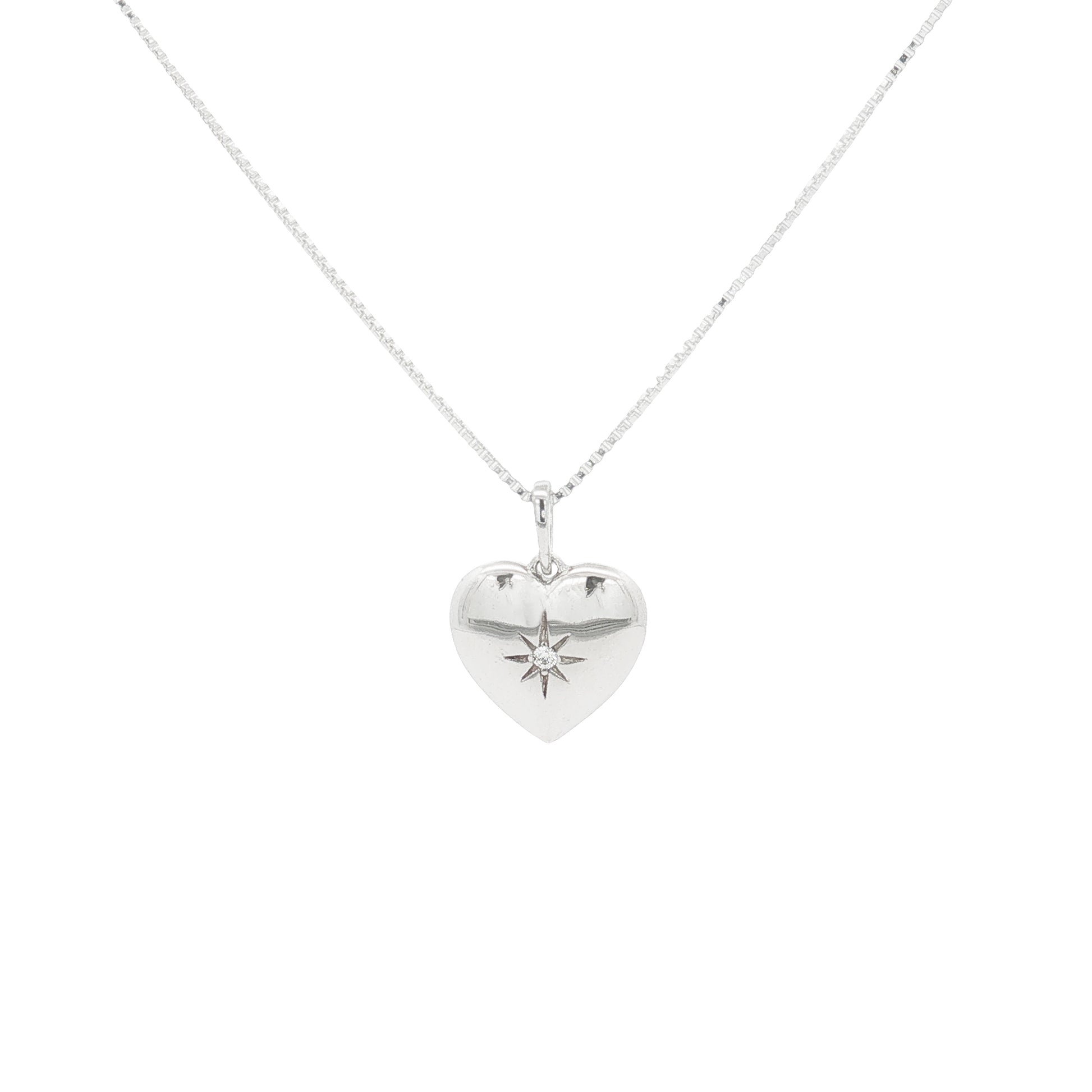 Grace & Co Silver & CZ Heart with Star Pendant Necklace