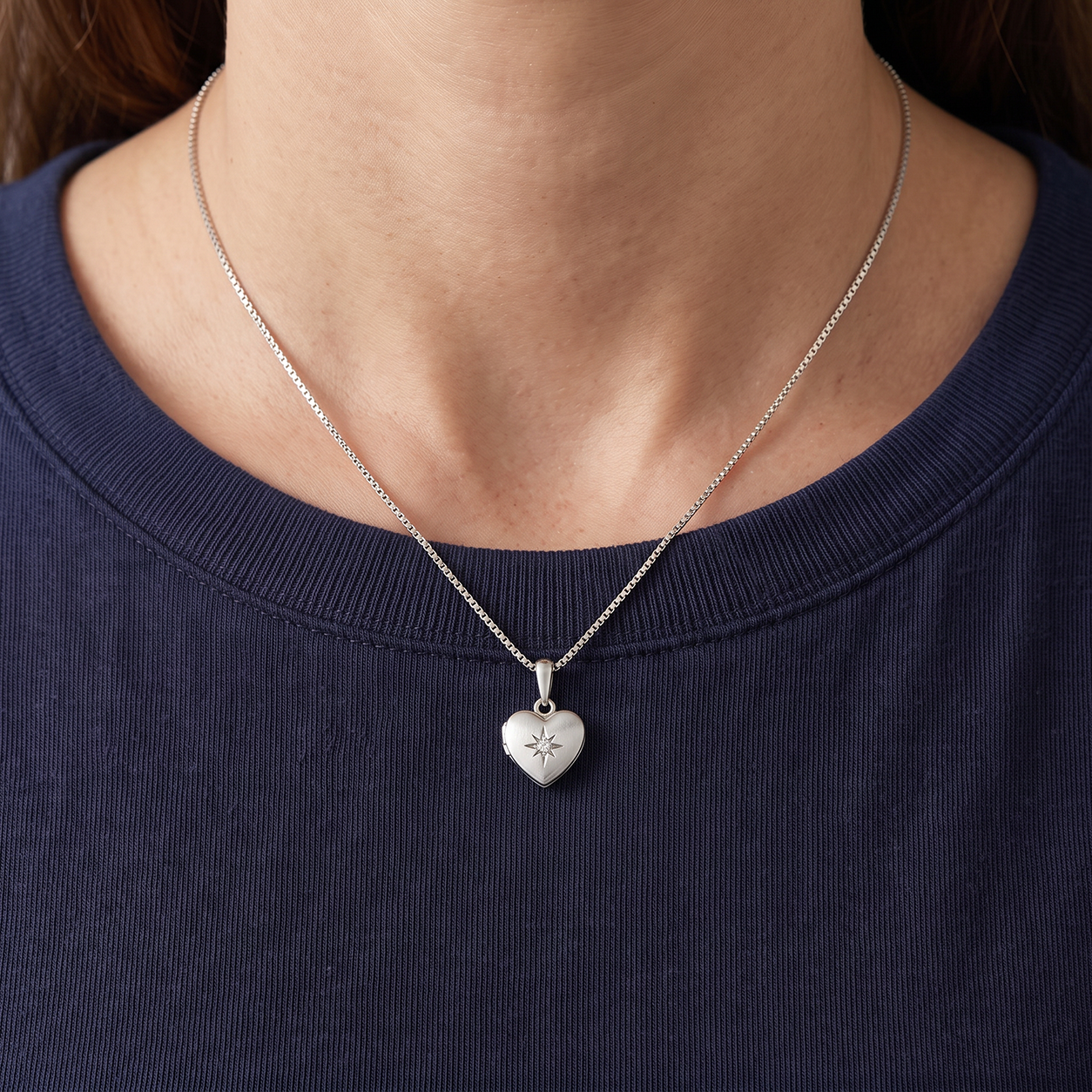 Grace & Co Silver & CZ Heart with Star Pendant Necklace