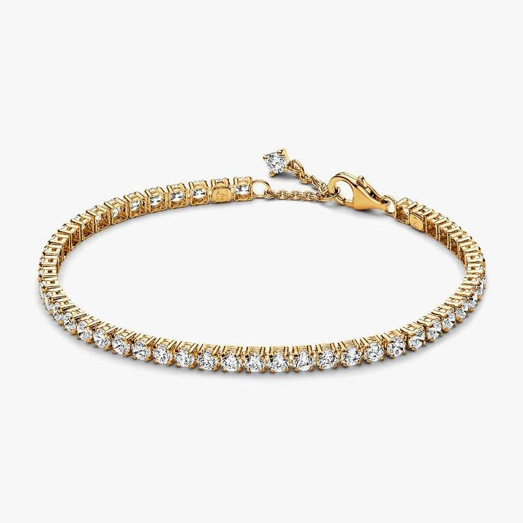 Pandora Gold Sparkling Tennis Bracelet, Size 16cm