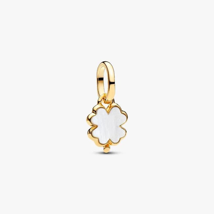Pandora ME Gold White Lucky Clover Dangle Charms