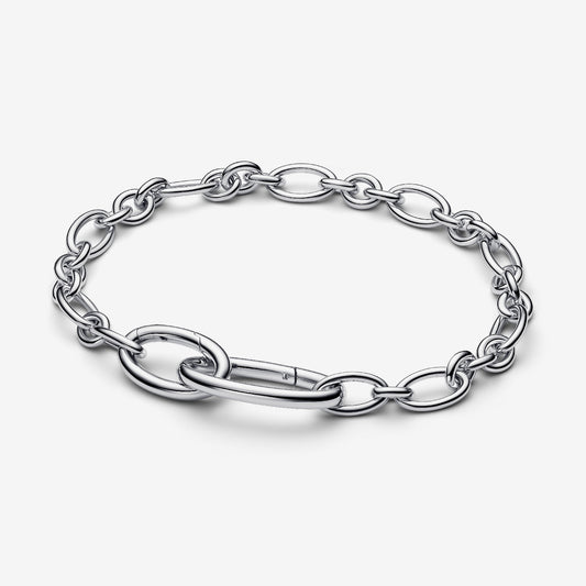 Genuine Pandora ME 925 sterling silver chunky oval link chain bracelet featuring openable links.