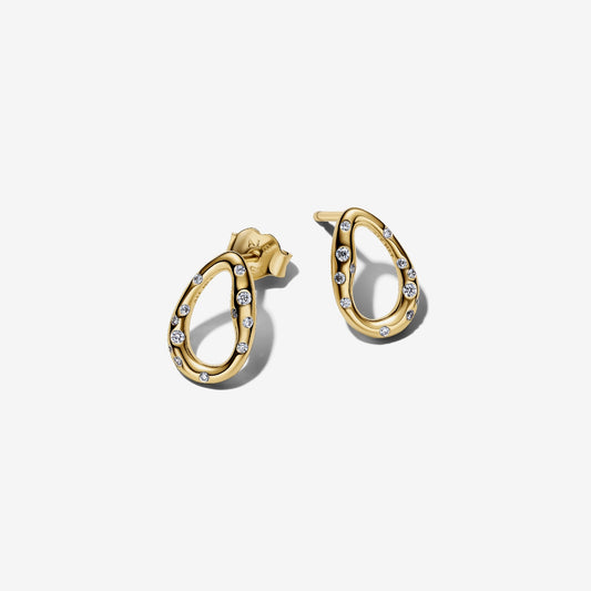 Pandora Organically Shaped Stone-Set Oval Stud Earrings