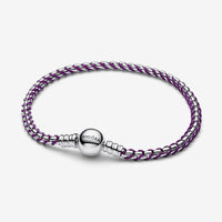 Purple Cord Box Chain Bracelet, 20cm