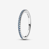 Sparkling Aquamarine Half-Eternity Band Ring, Size 52