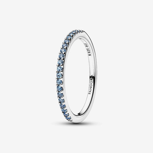 Pandora Sparkling Aquamarine Half-Eternity Band Ring