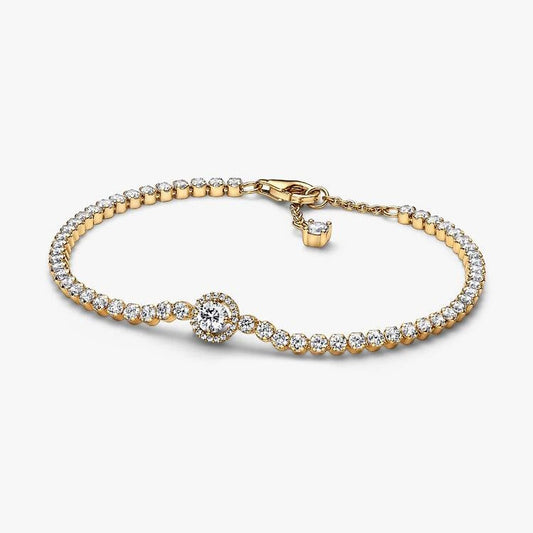 Pandora Sparkling Gold Halo Tennis Bracelet