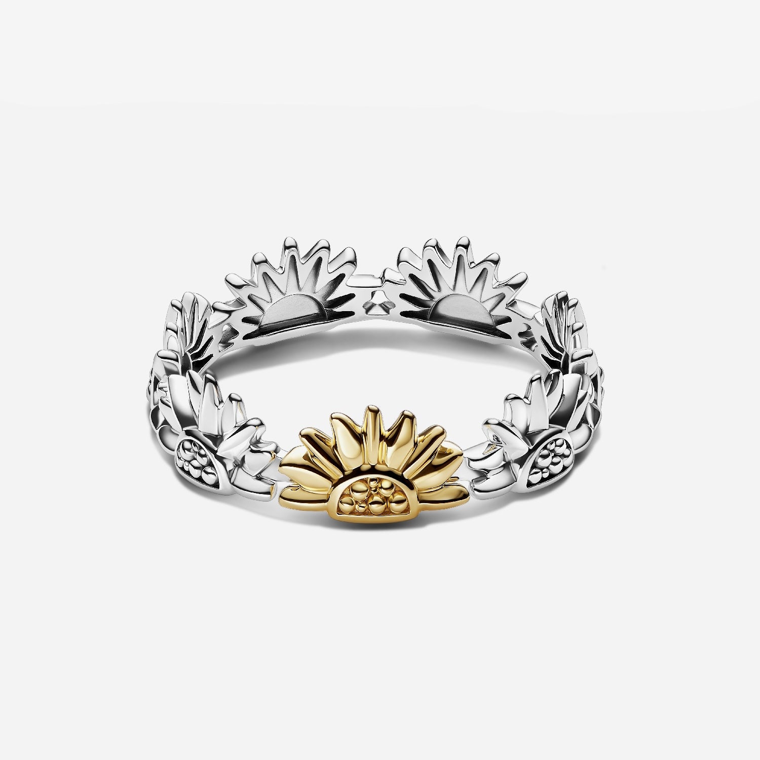 Pandora Sunflower Two-Tone Band Ring, Size 52