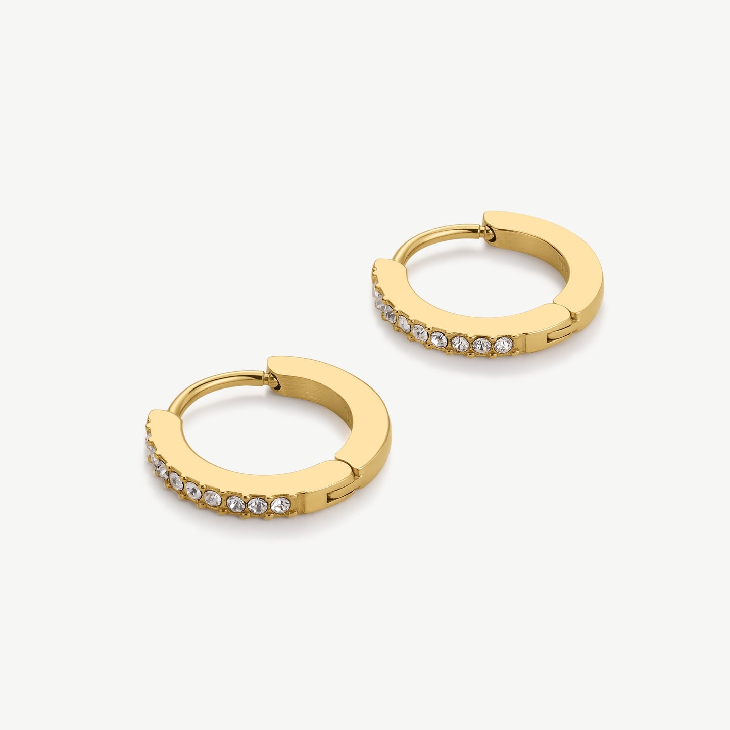 Gold Tennis Huggie Hoop Earrings