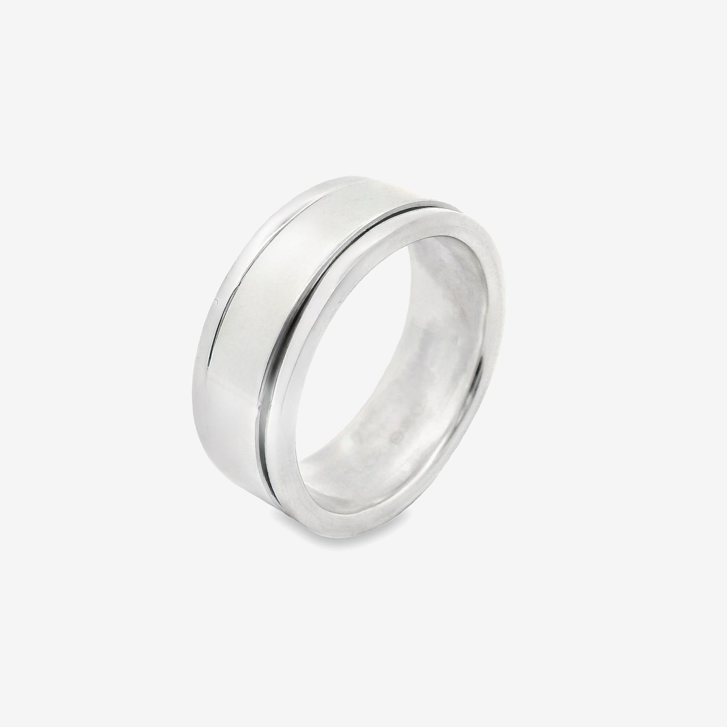 Oxidised Silver Double Blackened Striped Ring, Size 59