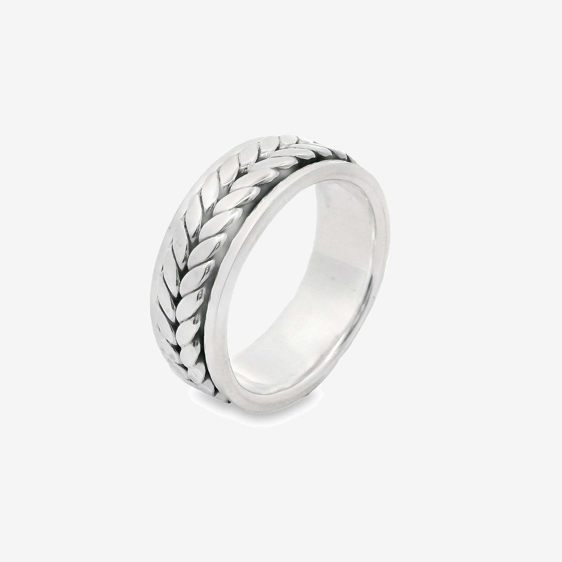 Grace & Co Oxidised Silver Wheat Grain Ring, Size 61