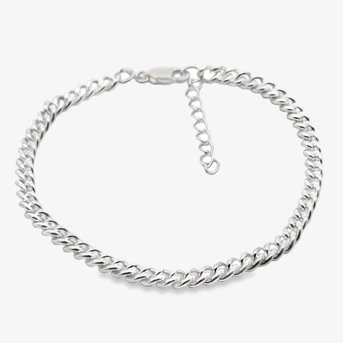 Men's Silver Slim Curb Link Bracelet, 22cm