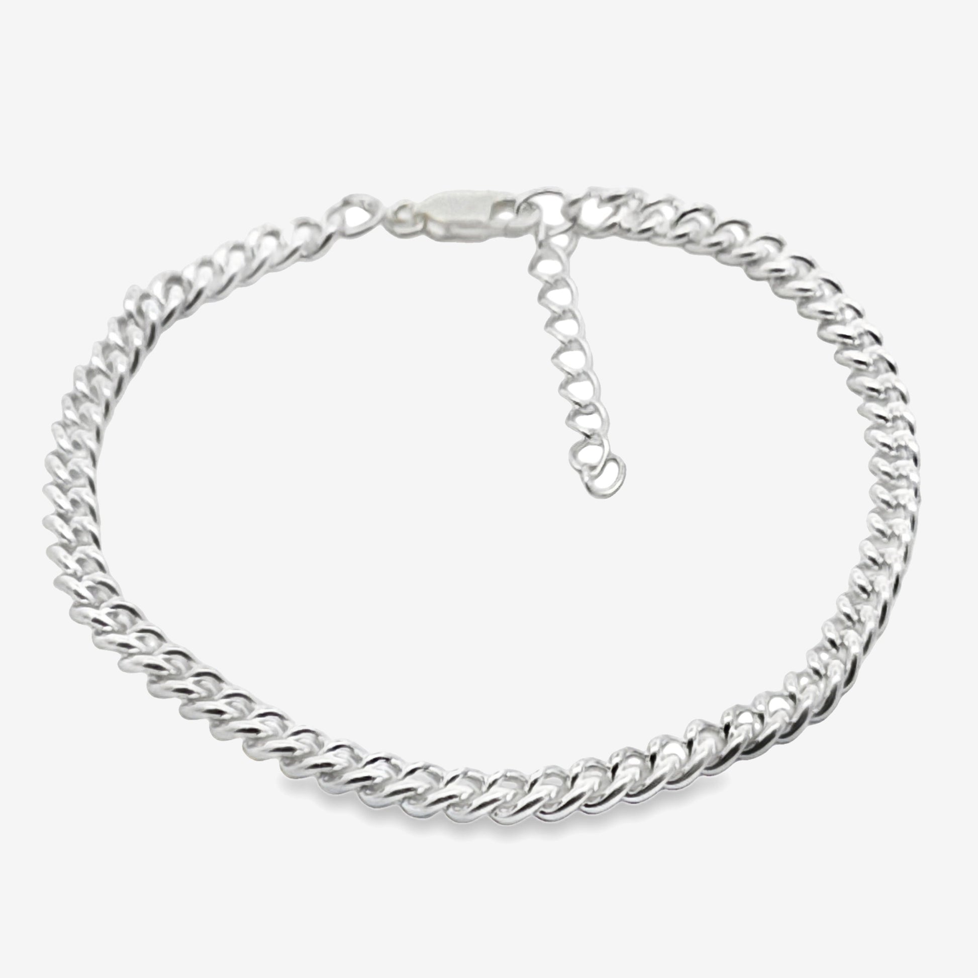 Grace & Co Men's Silver Slim Curb Link Bracelet, 22cm
