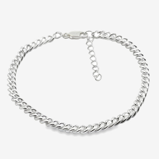 Silver Slim Curb Link Bracelet, 22cm