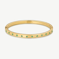Gold Slim Green Eternity Bangle