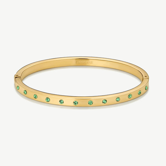 Gold Slim Green Eternity Bangle
