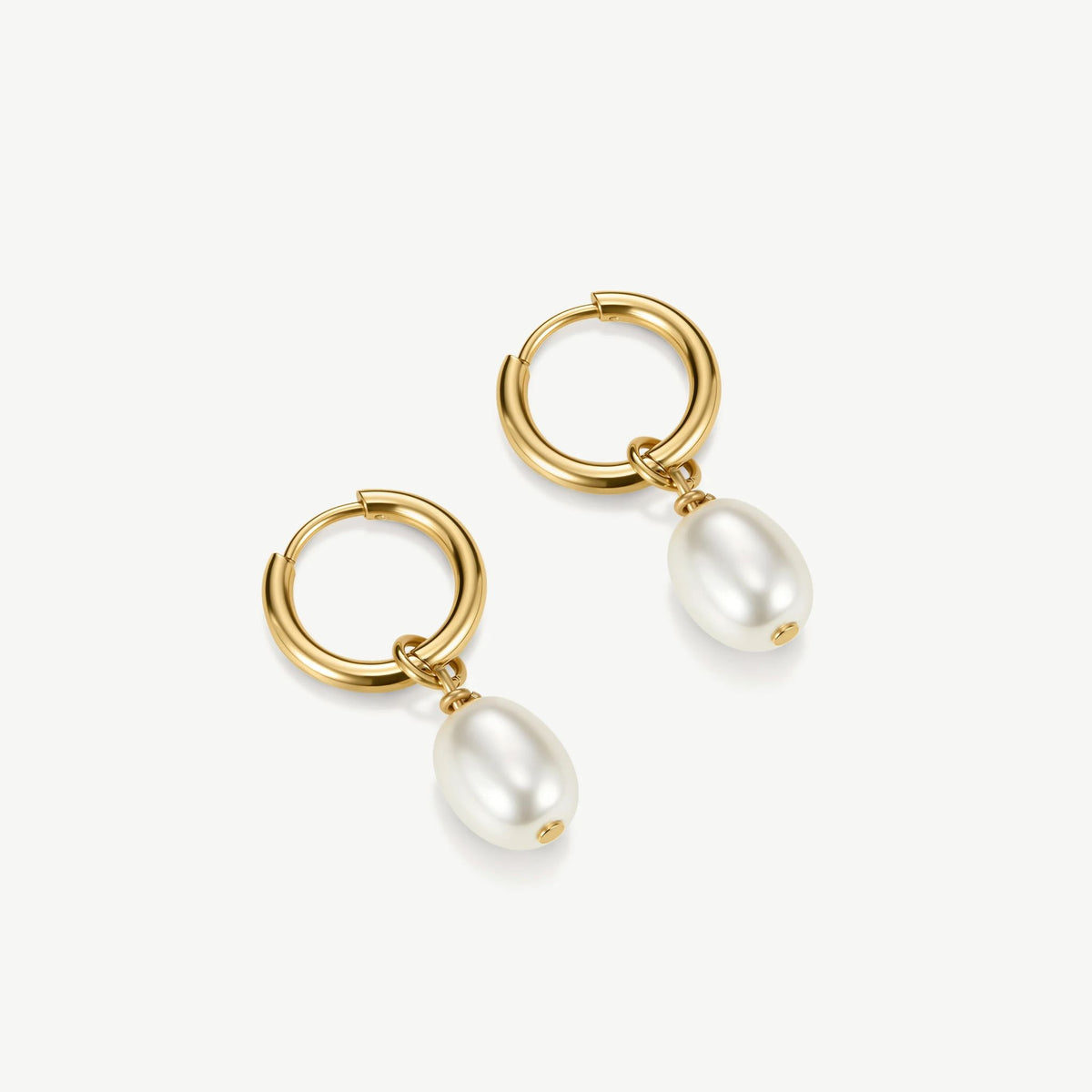 D.LOUISE Gold Pearl Huggie Earrings
