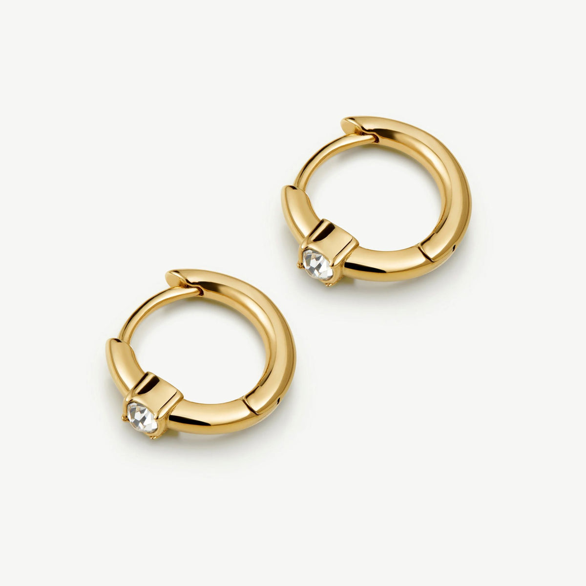 D.LOUISE Gold Crystal Solitaire Huggie Earrings
