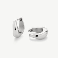 Silver Classic Wave Huggie Hoop Earrings