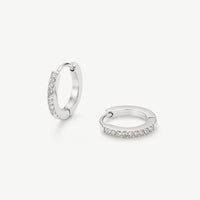 Silver Tennis Huggie Hoop Earrings