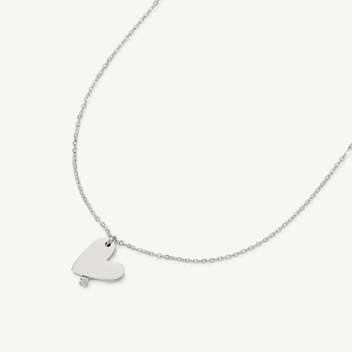 D.LOUISE Silver Heart With Stones Necklace