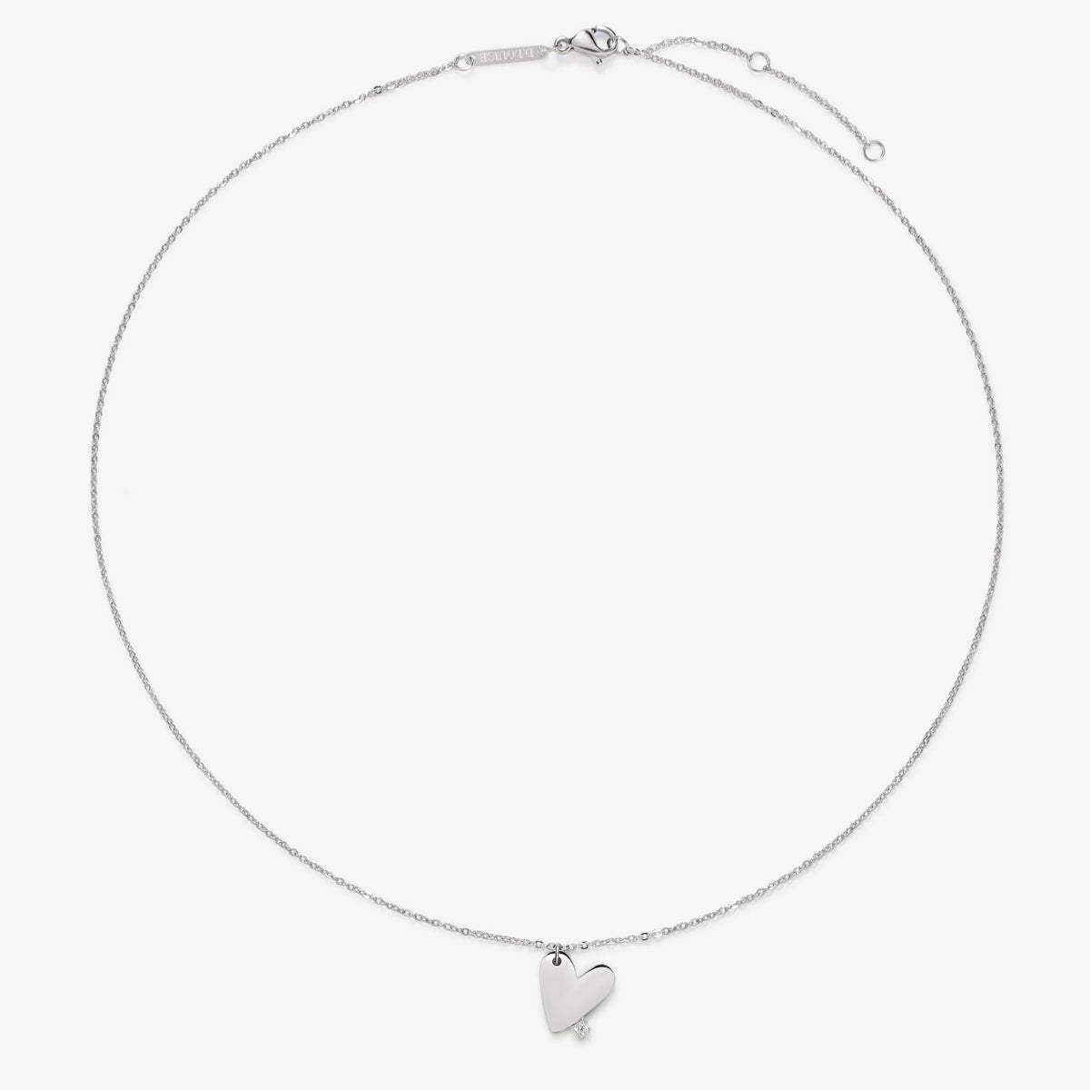 D.LOUISE Silver Heart With Stones Necklace