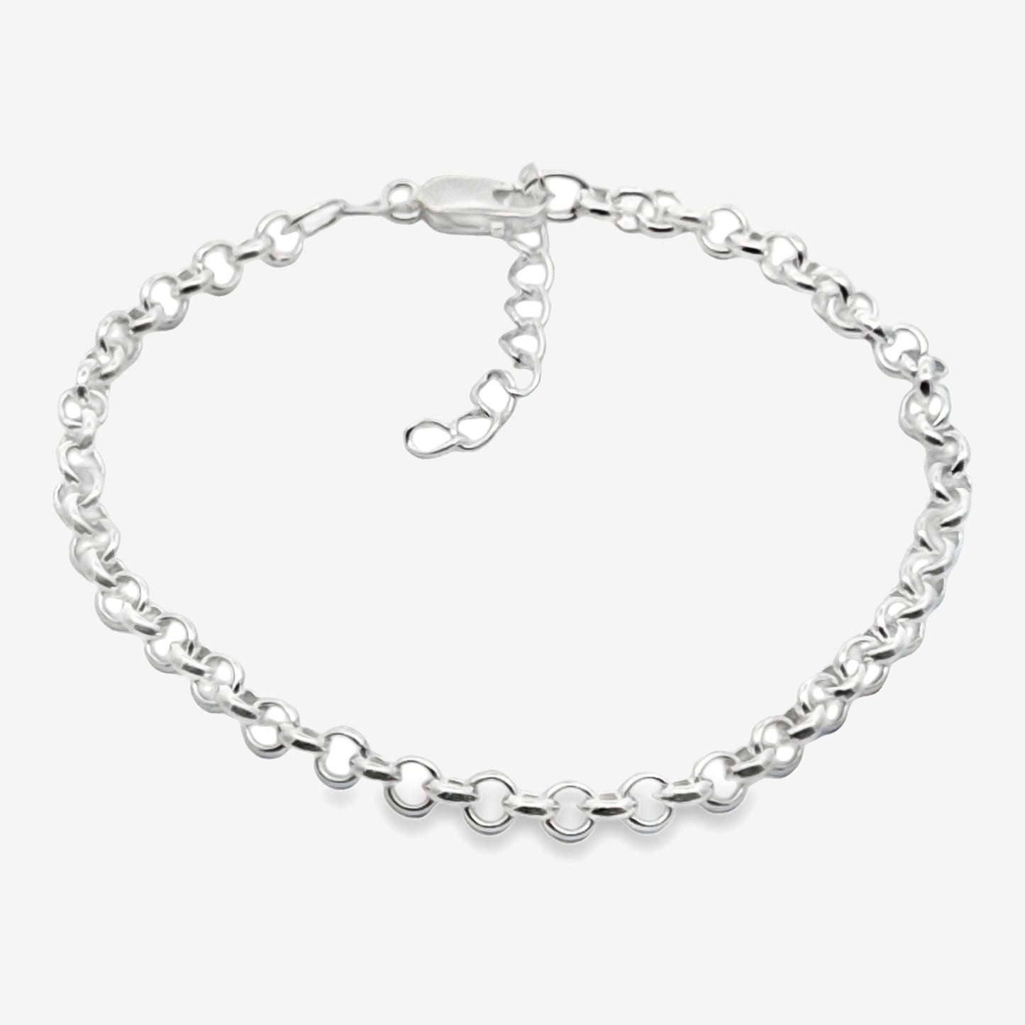 Silver Round Link Bracelet, 22cm