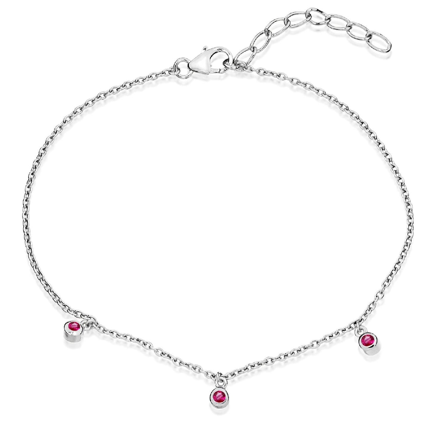 Grace & Co Silver and Pink CZ Triple Stone October Birthstone Bracelet