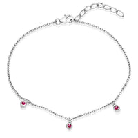 Silver and Pink CZ Triple Stone October Birthstone Bracelet