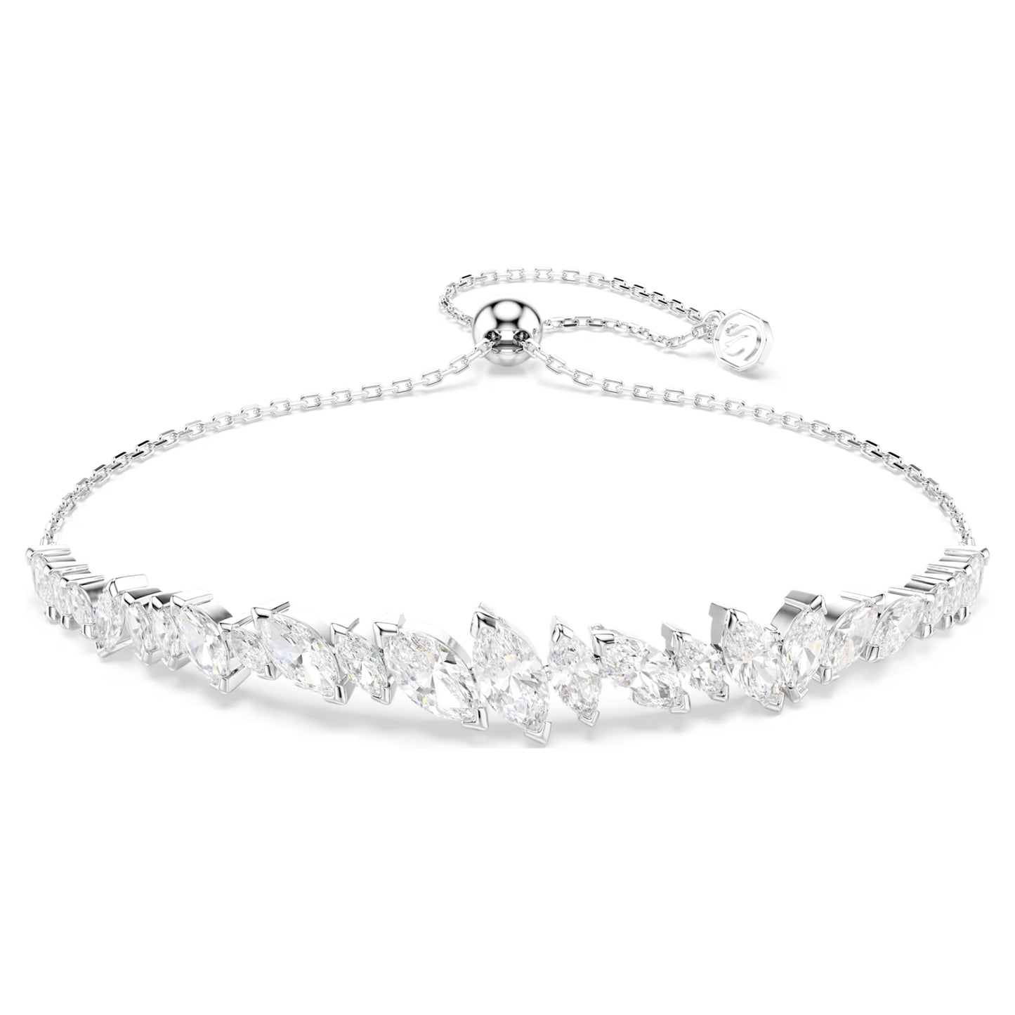 Swarovski Mesmera Bracelet with Marquise-Cut White Crystal in Rhodium Silver