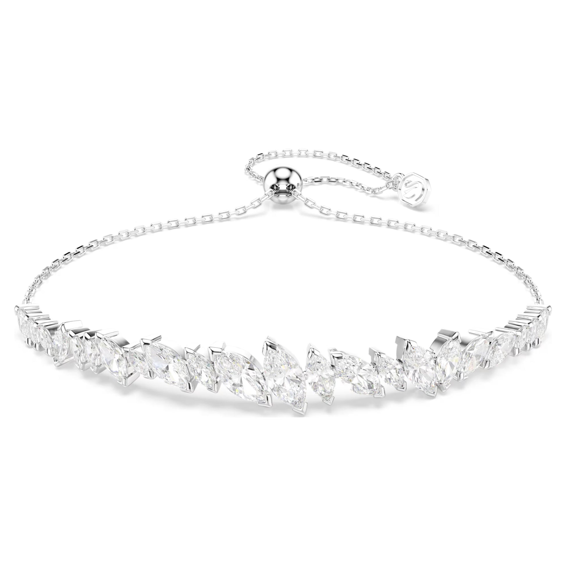 Swarovski Mesmera Bracelet with Marquise-Cut White Crystal in Rhodium Silver