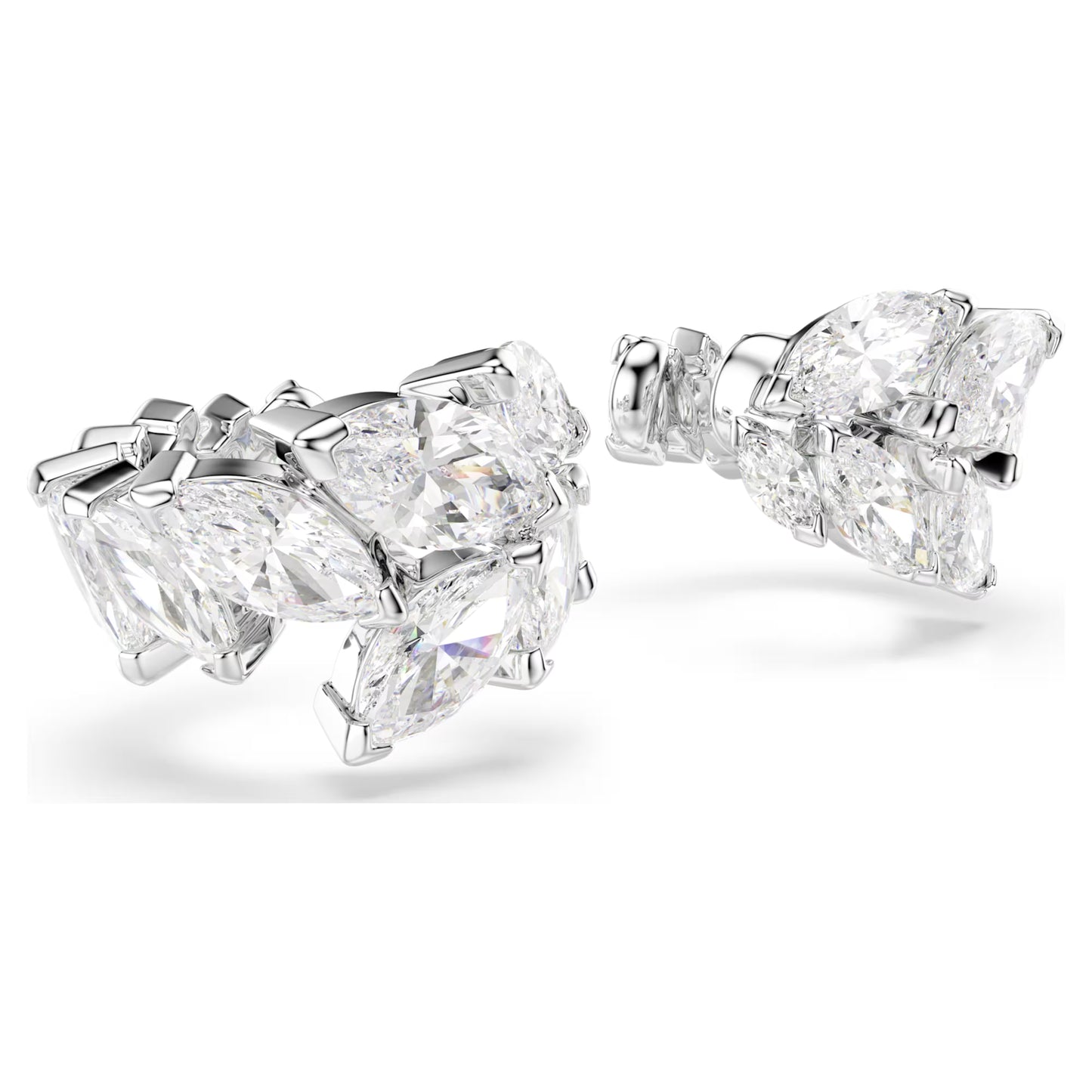 Swarovski Mesmera Ear Cuff Earrings with Marquise-Cut White Crystal in Rhodium Silver